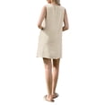 thumbnail image 3 of INSPIRE CHIC Sleeveless Linen Dress for Women's Summer Crew Neck A-Line Casual Dresses with Pockets S Beige, 3 of 5