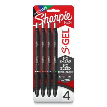 Sharpie® S-Gel Pens, Medium Point (0.7mm), Black Barrel, Assorted Colors, 4 Count