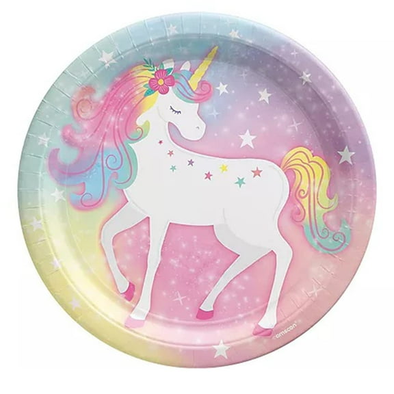 Amscan 550829 Enchanted Unicorn 9 inch Round Plate