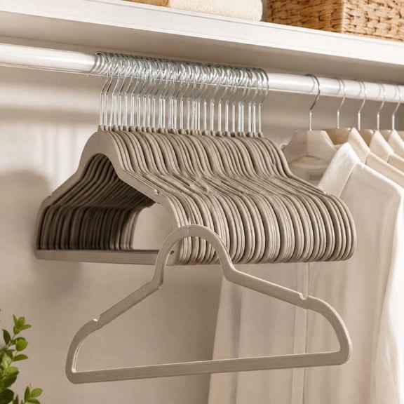 10ct Gray Slim Plastic Hangers, Thin Space-Saving Clothes Hangers for Adult Closet Storage