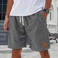 thumbnail image 2 of JULMCOMO Cotton Linen Shorts for Men Drawstring Knee Length Elastic Waist Casual Loose Fit Lounge Daily Summer Shorts with Pockets Gray M, 2 of 9