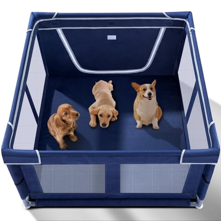 Puppy Playpen Indoor for Dog Small Pets, Dog Playpen 42x42 x25 inch, Dog Play Pen Indoors with Gate, Oxford Fabric Pet Exercise pens for Puppy, Anti-Tipping Dog Enclosure with Zipper Door