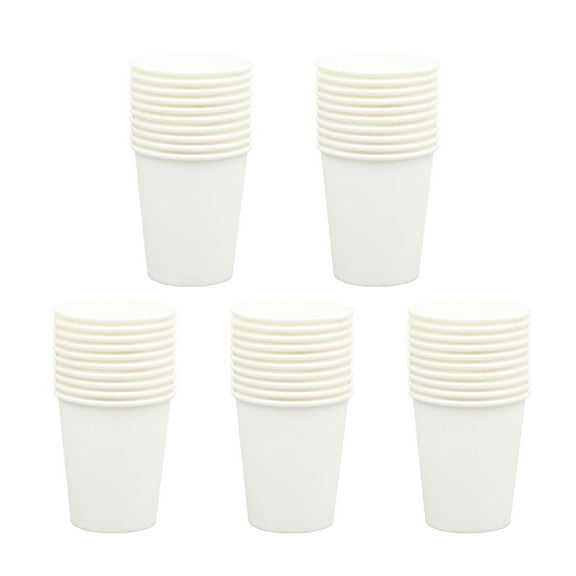 9oz Disposable Paper Cups - White, Thicken, Poly-Coated - for Hot/Cold Beverages, Parties/Home, Eco-Friendly