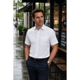 thumbnail image 4 of HISDERN Men's Short Sleeve Dress Shirt Classic Fit White Button Down Work Shirt with Pocket, 4 of 11