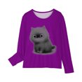 thumbnail image 4 of Odeerbi Kids Girls Fall Winter Basic Layering T-Shirt Cute Print Basic Tees Long Sleeve Shirts Cute Crewneck Tops Dressy Casual Blouses Base Layer Kids Clothes Purple, 4 of 5