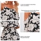 thumbnail image 5 of Vestido corto floral para mujer Ticfox Correa espagueti Hombro frío Elástico Cintura media Negro S, 5 of 6