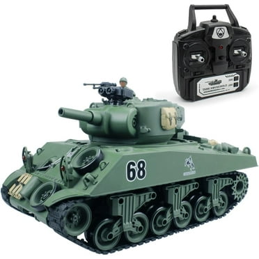 Mostop Remote Control Tank, Sherman M4A3 Main Battle RC Tank Toys for Ages 8  , Green, Plastic
