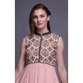 thumbnail image 5 of Bimba Light Pink Salmon4 Damask Anarkali Dress Mandarin Collar Sleeveless Kurtis for Women Print Maxi Dress X-Small, 5 of 6