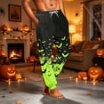 thumbnail image 5 of Hsovts Halloween Pajama Pants for Men Hallowmas Pj Pants for Men Pumpkin Ghost Print Lounge Bottoms Elastic Waist Drawstring Sleepwear With Pockets Green 2XL, 5 of 7
