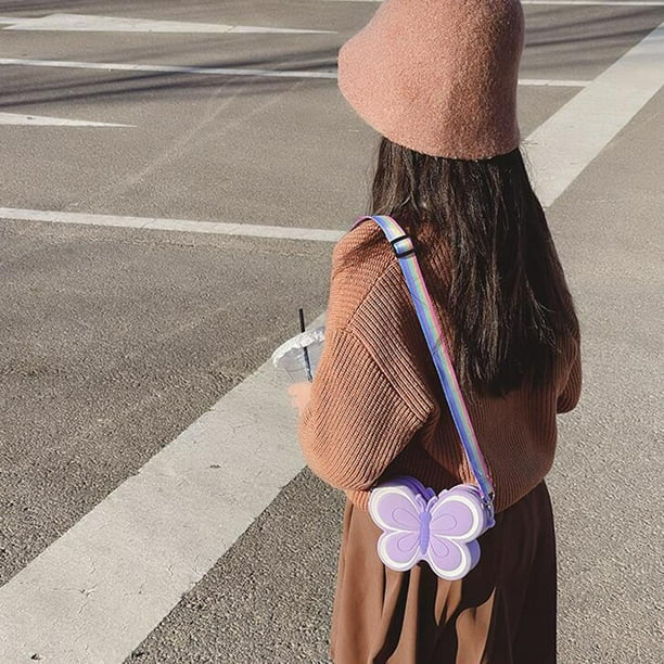 Bolso pequeño de silicona Salvador con dibujos animados para niñas pequeñas mariposa violeta monedero de silicona de dibujos animados