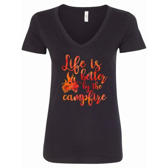 Inktastic Life's Better Campfire Women's V-Neck T-Shirt