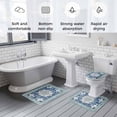 thumbnail image 5 of Blue Boho Bath Mat 3 Piece Bathroom Rug Set, Farmhouse Bohemian Medallion Oriental Flower Non Slip Bath Rug Contour Mat and Toilet Lid Cover, Absorbent Shower Mats Soft Bath Rugs and Mats Sets, 5 of 8