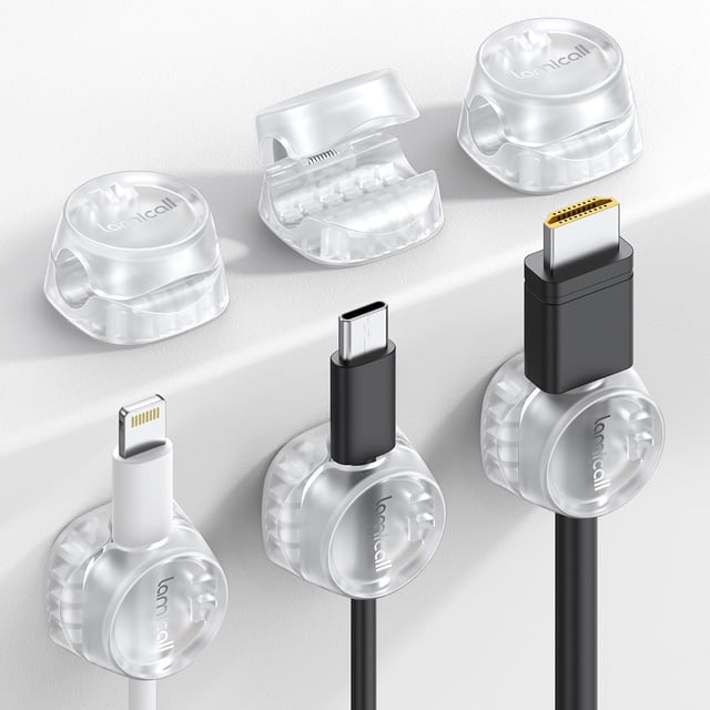 Organizador de cables Lamicall, transparente, para escritorio, gestión de cables, paquete de 6