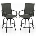 thumbnail image 1 of Gymax Outdoor Swivel Bar Stool Set of 2 w/Breathable Fabric and Heavy Duty Metal Frame Black, 1 of 9