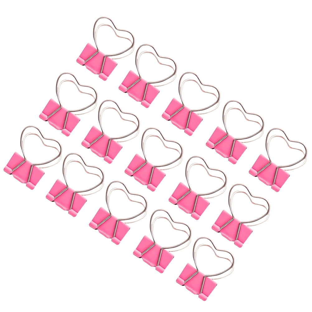 Worgeous  30 Pcs Heart-shaped Small Paper Clip Pink Love Hollow Out Clips