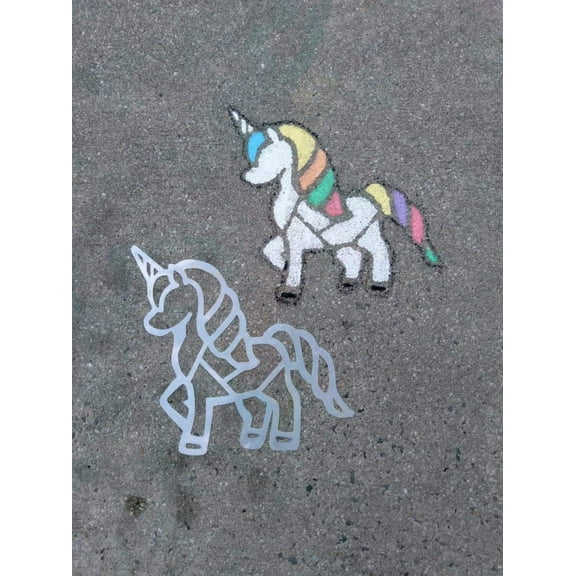 Stencil Stylz- Teddy bear/Cat/Dog/Turtle/Rabbit/Unicorn 6 pc set|Reuseable|Sidewalk|Mosaic|Outside|Learning|Chalk|Child