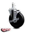 thumbnail image 2 of 5 Inch Soft Rubber Wheel Swivel 7/16 Inch Grip Ring Stem Caster with Brake SCC, 2 of 2