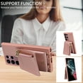 thumbnail image 6 of SaniMore RFID Blocking Wallet Case for Samsung Galaxy S22 Ultra, Crossbody Zipper Purse Case for Women/Girls, Wrist Strap PU Leather Card Holder Kickstand Cover for Samsung S22 Ultra, Rosegold, 6 of 9