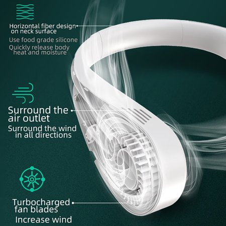 

A07 Fans Bladeless Fan Portable Fan Rechargeable Personal Fan Hands Free Around The Fan 3 Speeds 1800mAn Battery Operated Wearable Cooling USB Hanging Fan Pink