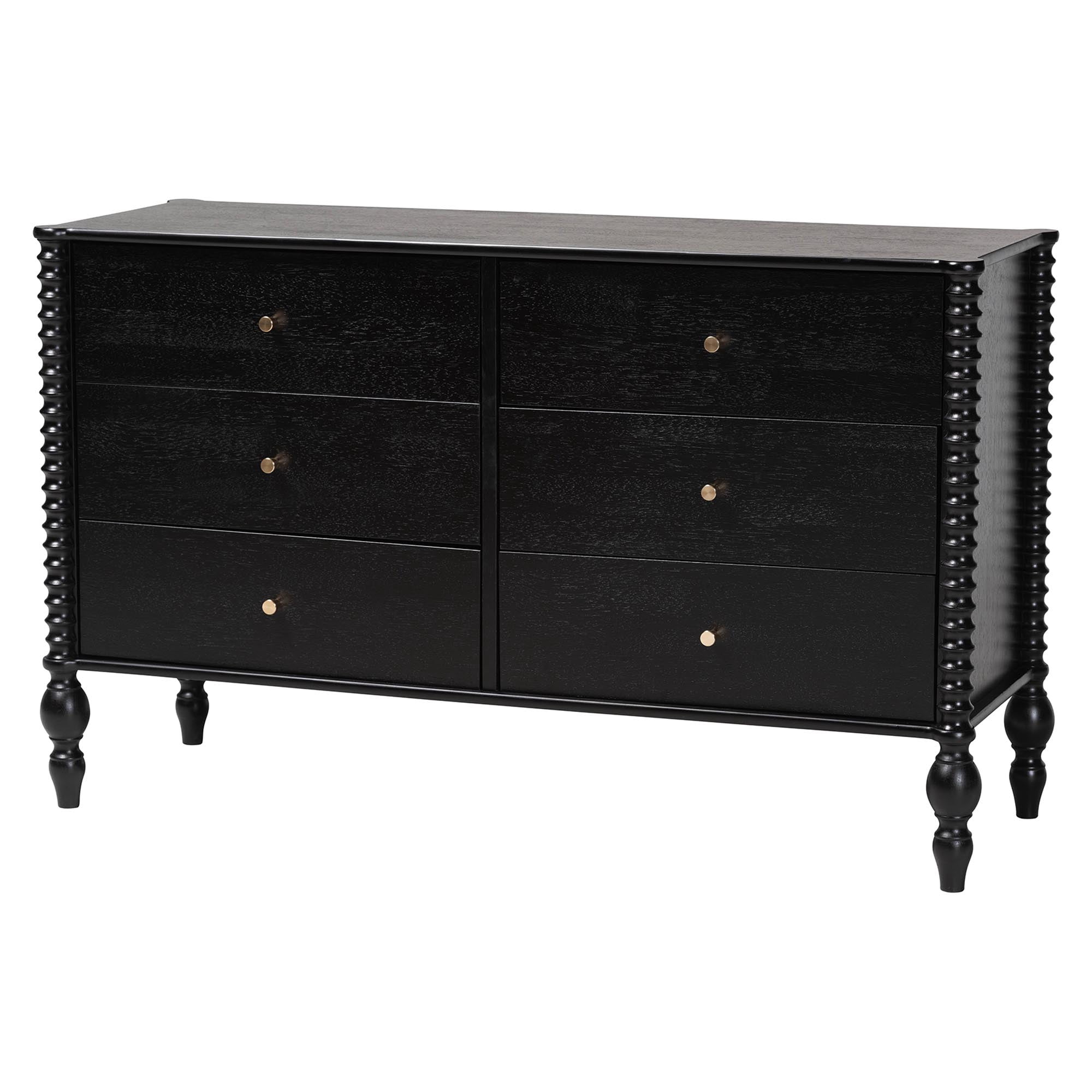 Baxton Studio Denita Farmhouse Bedroom Set, Twin, 4-Piece, Black