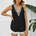thumbnail image 2 of Sleeveless Vest Top Pure Color V Neck Lace Pullover Casual Comfortable Tank Top for Office Work School Party Black S, 2 of 6