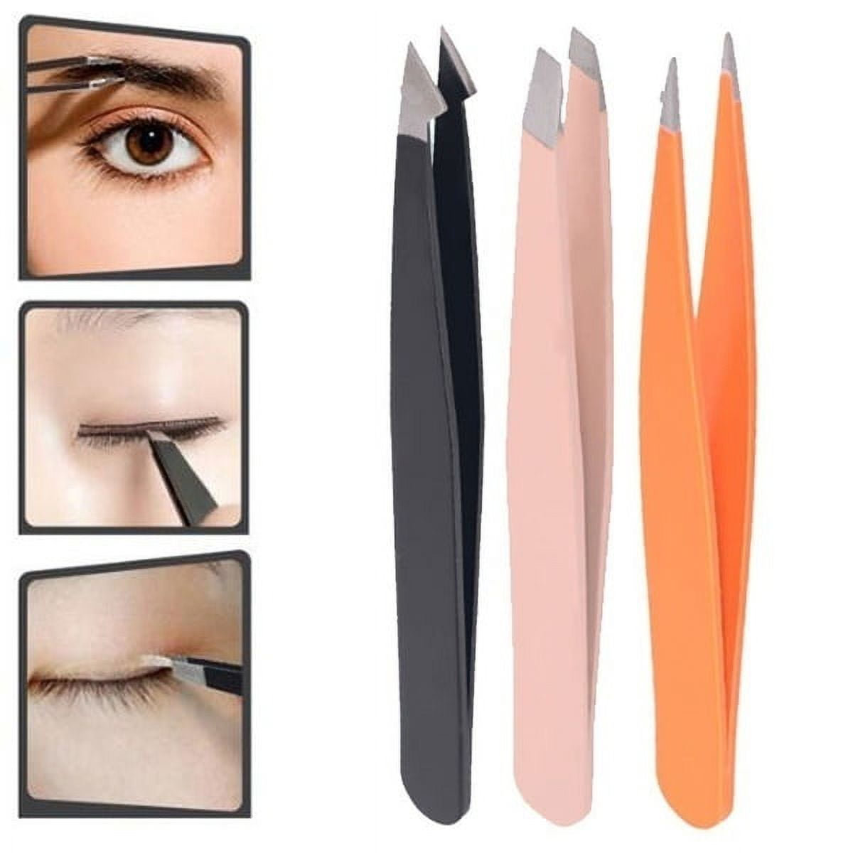 Raox 3pcs Point Slant Knife Tip Eyebrow Removal Tweezers Eyelashes Extension Tools, As The Pictures