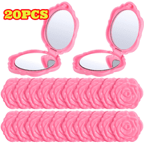 20pcs Rose Compact Mirror for Women Girls, Pink Plastic Travel Makeup Mirror, Bridesmaids Gift for Wedding Party