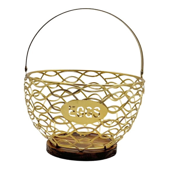 Luzkey Chicken Egg Basket Desktop Ornament Fruit Storage for Kitchen Farmhouse Home Gold S