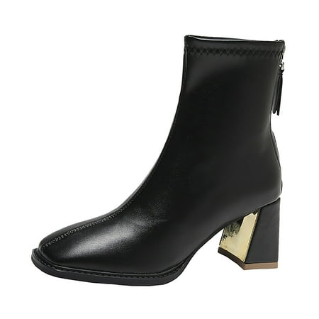 

fvwitlyh Ankle Boots for Women Wedge Boots Womens Women Ankle Boots Spring And Autumn Fashion Simple Solid Color Fashion Boots for Women Booties