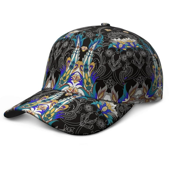 Colorful Vibrant Baseball Cap – Paisley Boho Vintage Retro Ethnic Dad Hat, Abstract Decorative Mandala Exotic Artistic Elegant Classic Chic Floral Pattern, Comfortable Adjustable Closure
