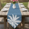 thumbnail image 6 of Tropical Palm Tree Table Runner Linen Burlap Table Runner 72 Inches Long Retro Blue Summer Coastal Coconut Leaves Dresser Scarves for Kitchen Island Coffee Dining Room Party Holiday Decor 13"x72", 6 of 8