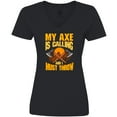 thumbnail image 3 of Inktastic Axe Throwing Funny Gift Women's V-Neck T-Shirt, 3 of 5