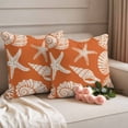 thumbnail image 2 of Orange Starfish Coastal Outdoor Waterproof Pillow Covers, Shell Coral Summer Beach Nautical Ocean Decorative Square Throw Pillowcase Sofa Cushion Sham for Patio/Couch/Chair, 18"x18" 2 Pack, 2 of 8