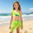 thumbnail image 2 of Confree For Girls Summer 3 Piece Swimwear Graphic Print Bathing Suits Holiday Soft Casual Toddler Girls Swimsuit Size 11-12 Years Green, 2 of 6