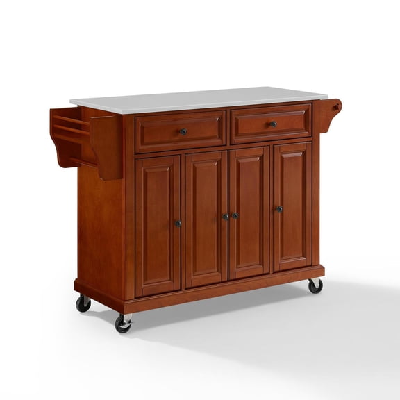 Crosley Furniture Wood Granite Top Kitchen Cart in Cherry/Gray
