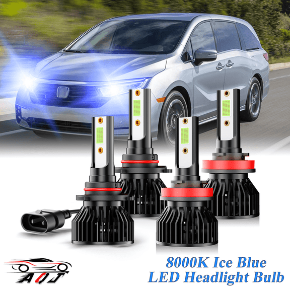 8000K Ice Blue LED Bulb for Honda Odyssey 2011-2022 2023 2024 High-Low Beam Headlight Bulbs Combo Pack of 4