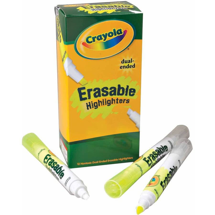 Crayola Dual Ended Erasable Highlighter, Yellow, Pack of 12