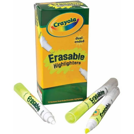 Crayola Dual Ended Erasable Highlighter, Yellow, Pack of