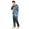 thumbnail image 2 of Aisomnus Men's Silk Pajama Set | Silk Satin | Long Sleeve Jacket and Pants | Button Pajama Set -XXL, 2 of 9
