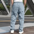 thumbnail image 4 of Dresfit Cargo Pants Men Big and Tall Uncuffed Baggy Sweatpants Casual 2026 Open Bottom Elastic Waist Athletic Trousers Lounge Hiking Sweat Pants Light Blue L, 4 of 7
