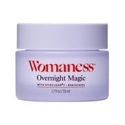 Womaness Overnight Magic Night Face Cream - Anti Aging Night Cream & Menopause Moisturizer - Hydrating Hyaluronic Acid Moisturizer & Bakuchiol Retinol Alternative for Fine Lines & Wrinkles (1.7oz)
