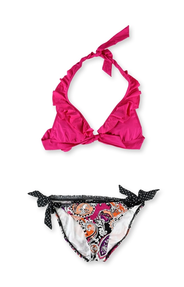 Kenneth Cole Womens Ruffle Paisley 2 Piece Bikini Kenneth Cole Womens Ruffle Paisley 2 Piece Bikini