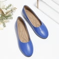 thumbnail image 3 of CucumberDay Comfortable Faux Leather Insole Low Heels Dress Shoes For Ladies,Stylish Comfortable Ballet Flat, Elegant Work Penny shoes ,Cute Round Toe Dress shoes for Ladie （Blue,US9.5）, 3 of 7