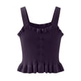 thumbnail image 2 of EnJoCho Girls Ribbed Knit Cam𝗂 Top Strap Button Front Spaghetti Strap Lettuce Fitted Sleeveless Crop Top for Kids Teens Blouse Girls Sleeveless Tank Top Holiday, 2 of 6