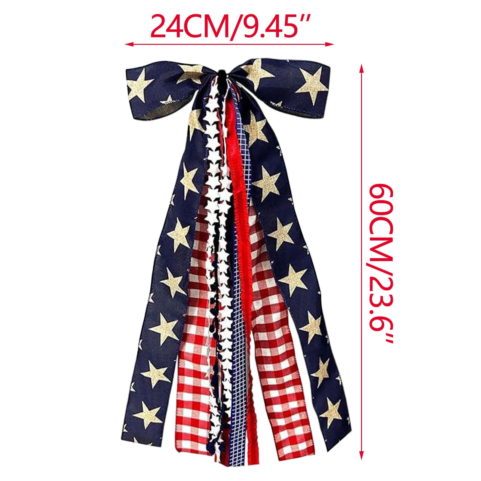 Seyotauo Large Patriotic Ribbon Bow, 4th of July Red White and Blue Bows Clip-On Star Sash Patriotic Wreaths for Front Door Indoor Outdoor Memorial Day Decoration, for Patriotic Indoor Outdoor Decor