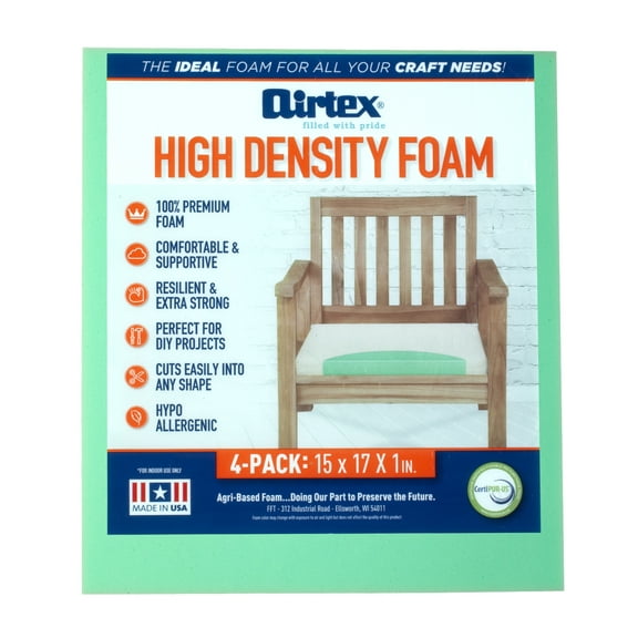 Airtex High-Density Foam Cushion Set – 4-Pack (1" x 15" x 17")