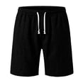 thumbnail image 2 of Hogleaql Men's Linen Shorts Casual Breathable Summer Beach Vacation Drawstring Elastic Waist Short with Pockets Black 2XL, 2 of 9