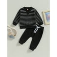 thumbnail image 2 of GXFC Toddler Boys Fall Tracksuit Outfits Clothes 6M 1T 2T 3T Kids Boys Long Sleeve Stripe Print Sweatshirt and Elastic Waistband Sweatpants 2 Piece Casual Autumn Clothing for Toddler Children Boys, 2 of 8