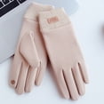 thumbnail image 4 of GROFRY 1 Pair Women Gloves Touch Screen Delicate Embroidery Thread Cuff Slim Fit Windproof Keep Warm Clothing Accessories Thermal Soft Fleece Winter Gloves for Daily Life, 4 of 8
