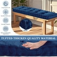 thumbnail image 2 of Bench Cushions for Indoor Furniture 42x16 in Velvet Kitchen Dining Piano Window Seat Cushion, Tufted Patio Porch Swing Thicken Bench Pad Memory Foam(Royal Blue), 2 of 12